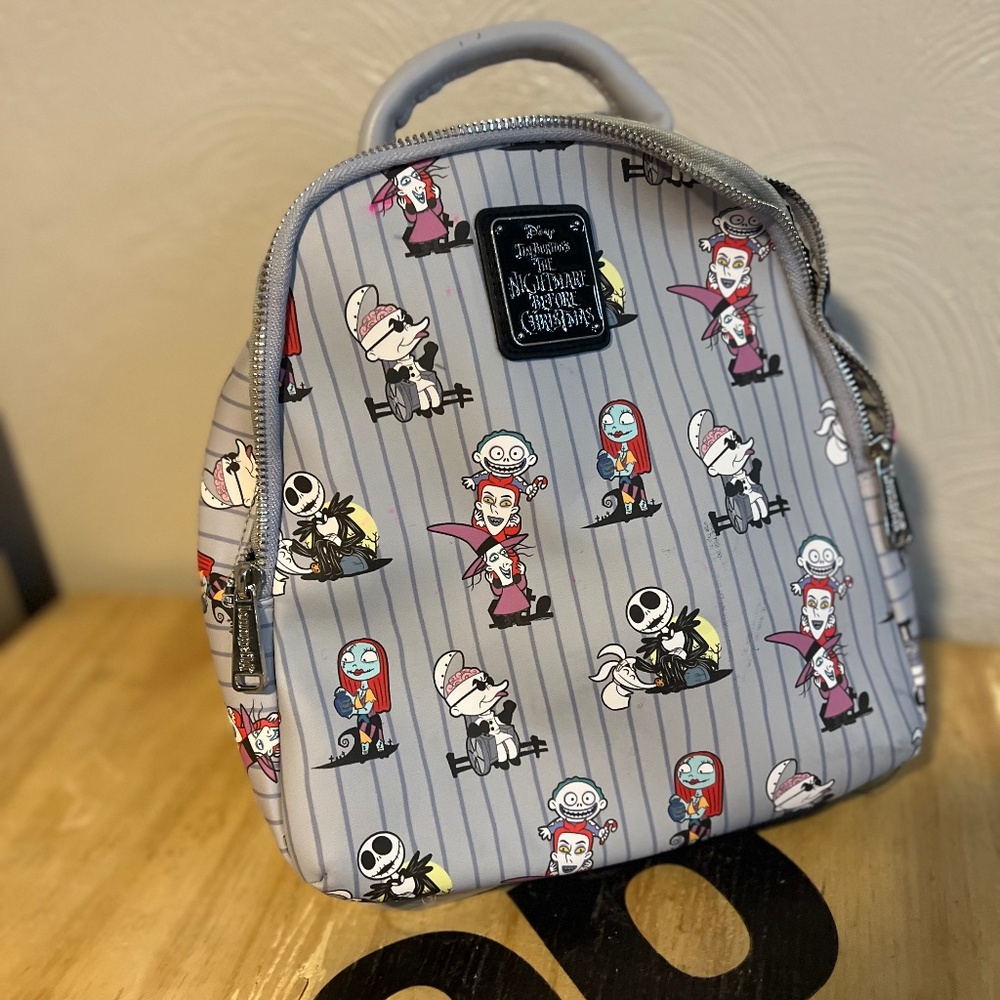 Disney Loungefly Nightmare Before Christmas striped mini backpack